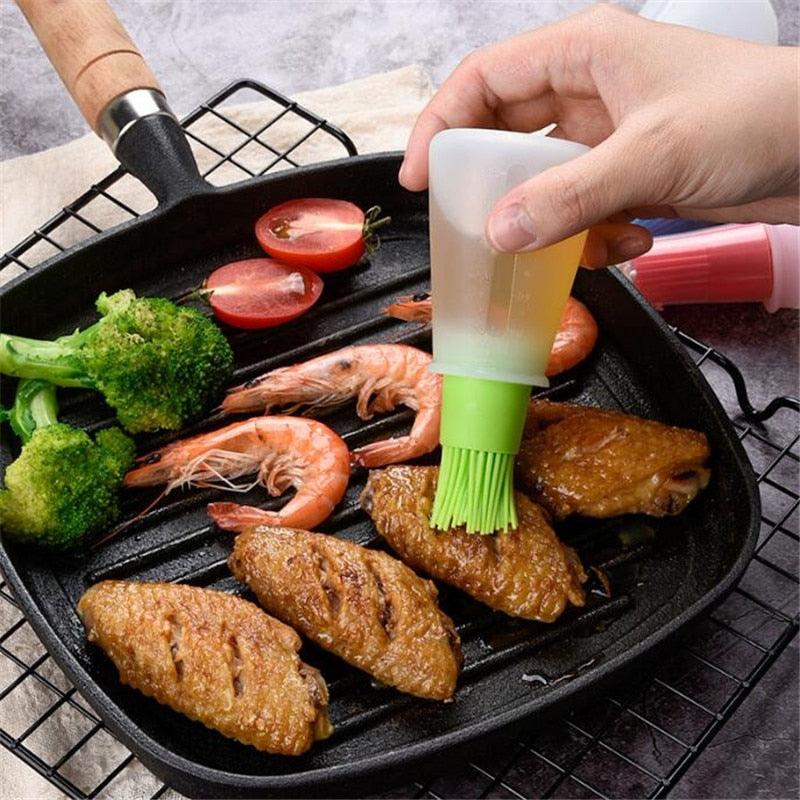 Portable Silicone Oil Bottle with Brush