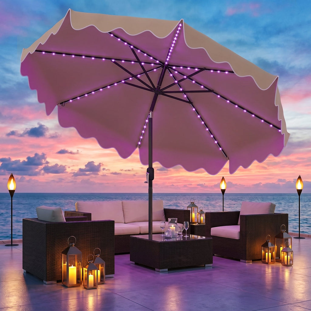 Solar Patio Umbrella with LED Lights