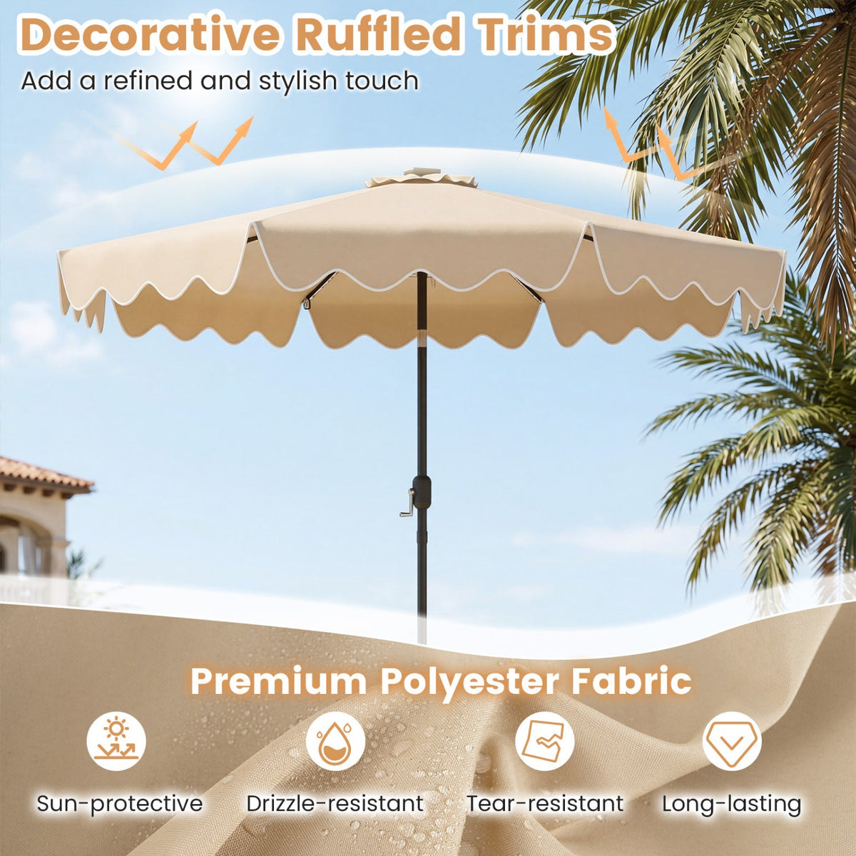 Solar Patio Umbrella with LED Lights