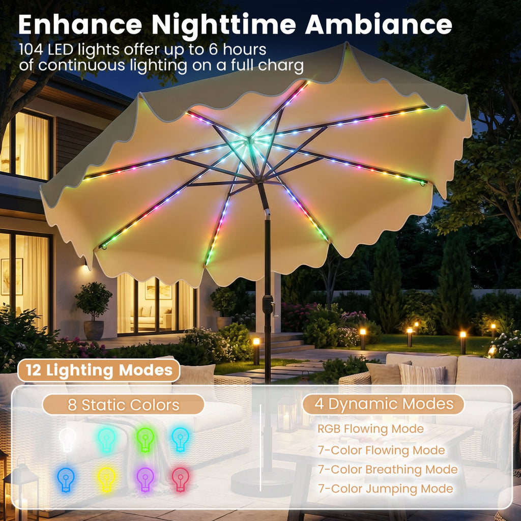 Solar Patio Umbrella with LED Lights