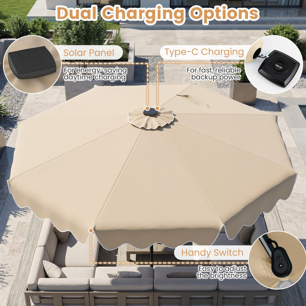 Solar Patio Umbrella with LED Lights