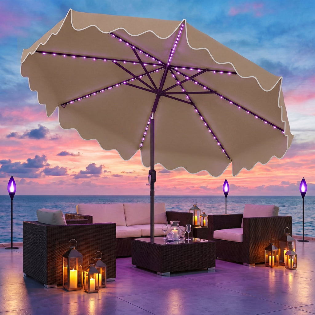 Solar Patio Umbrella with LED Lights