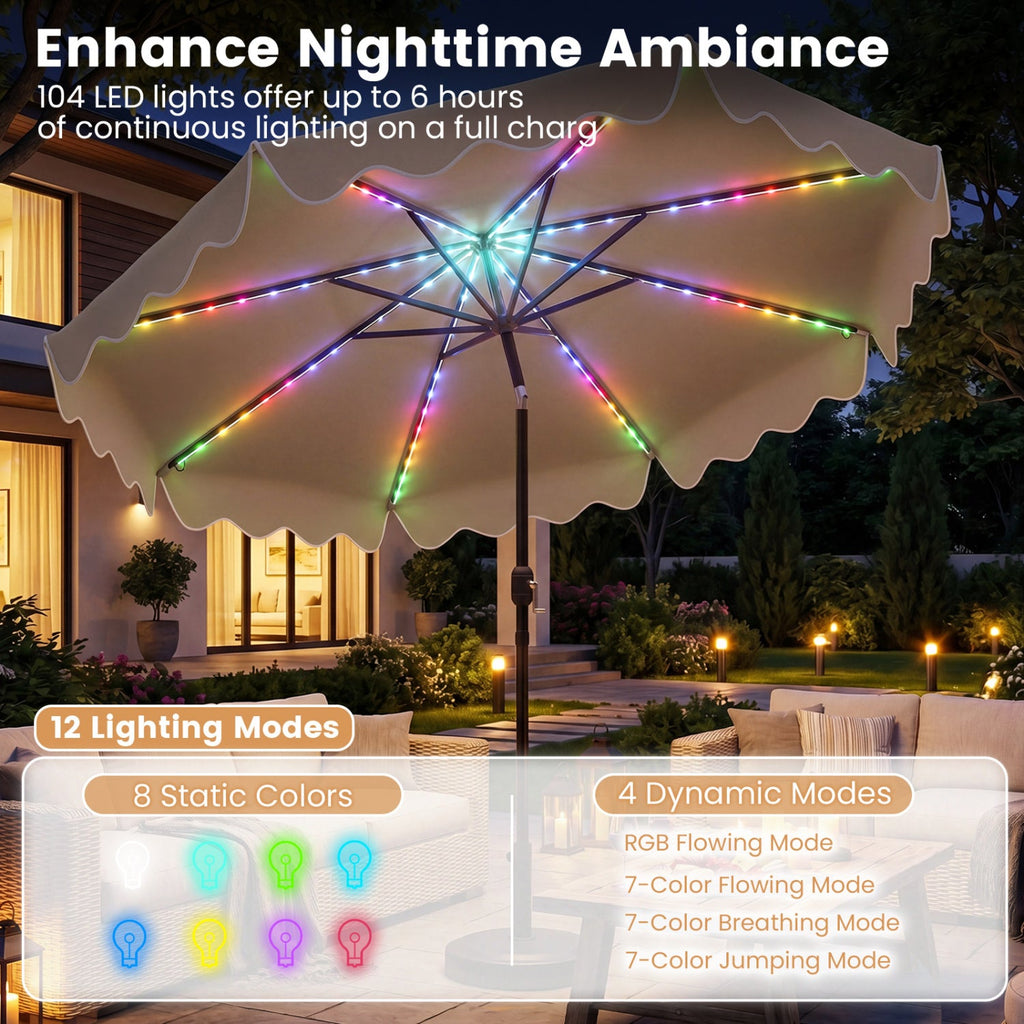 Solar Patio Umbrella with LED Lights
