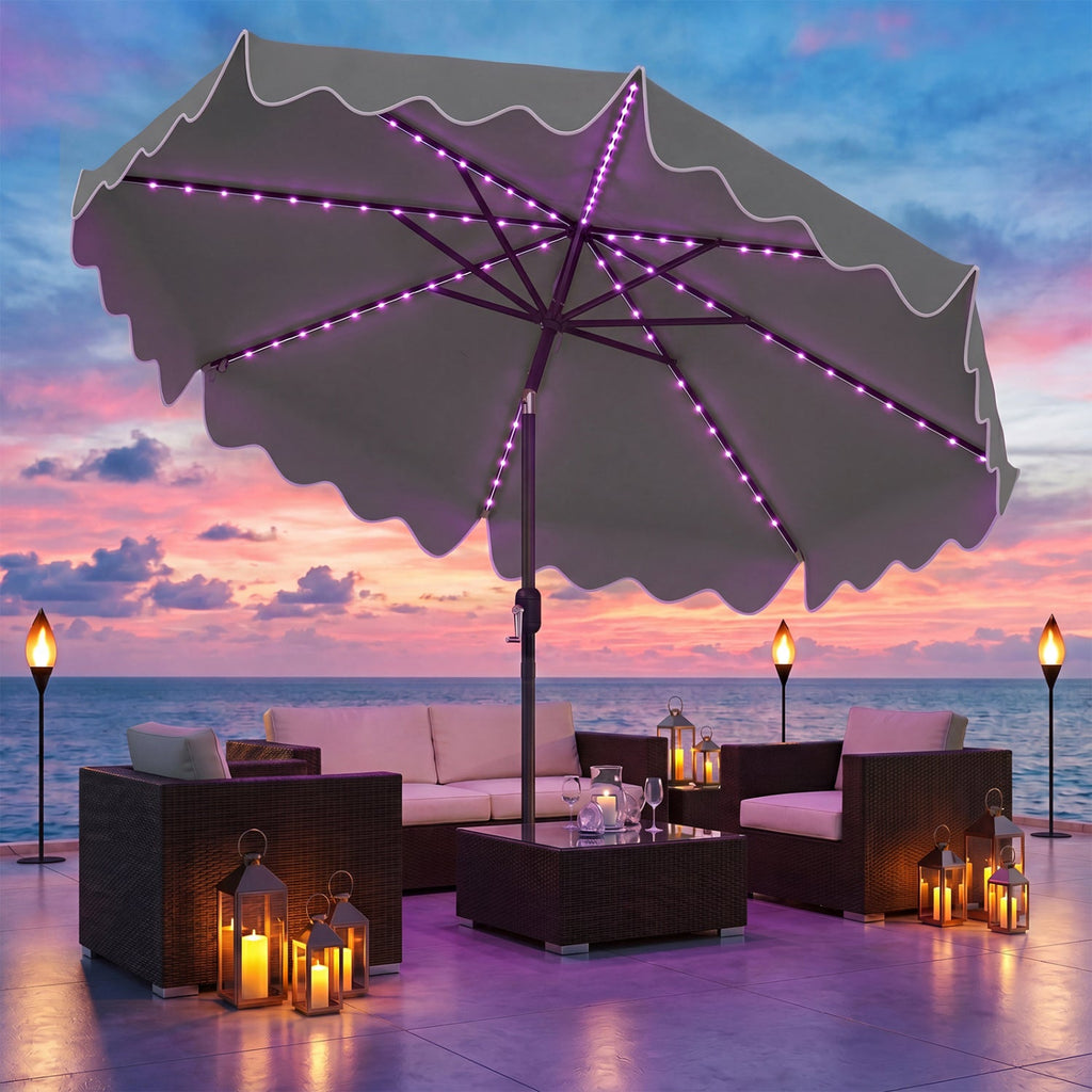 Solar Patio Umbrella with LED Lights