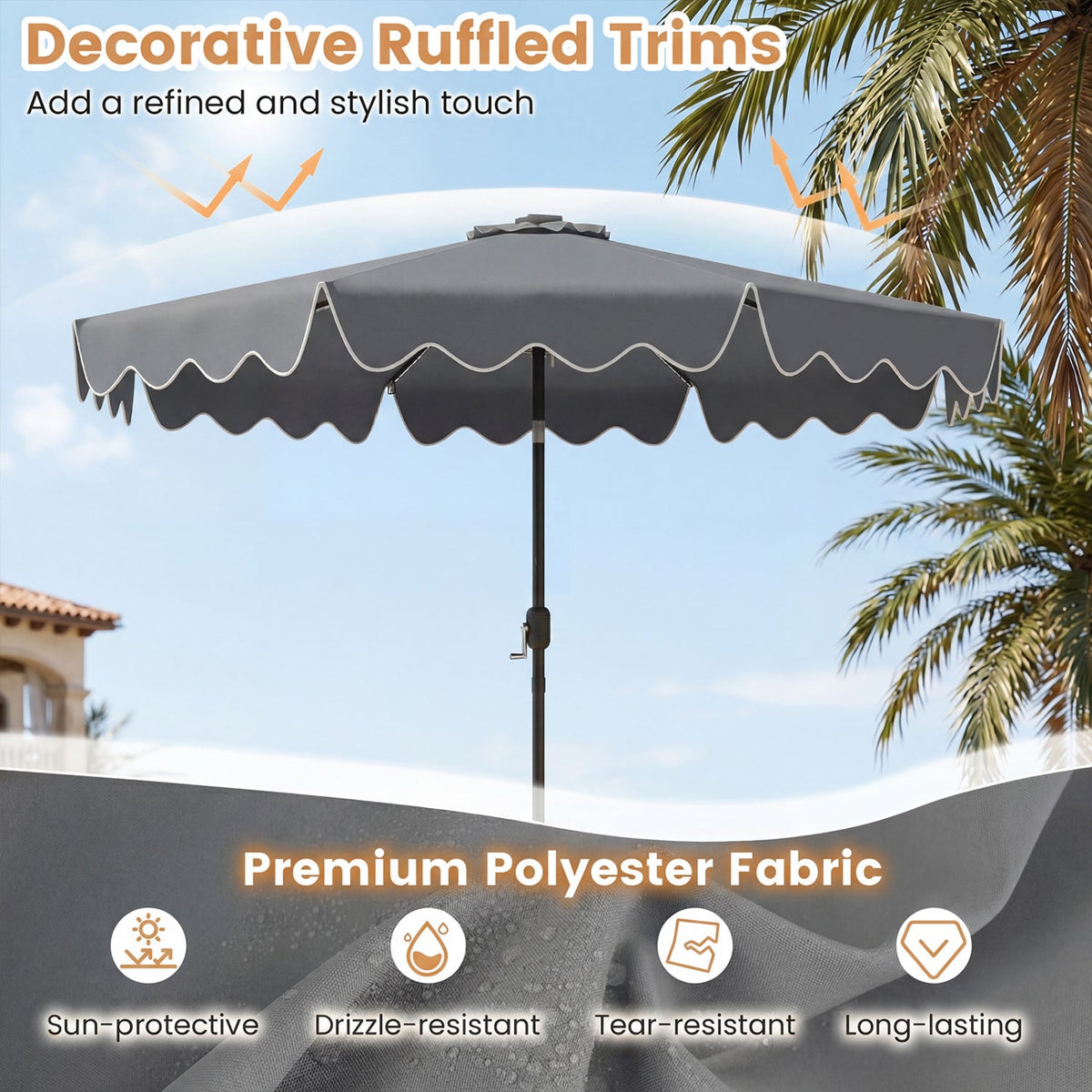 Solar Patio Umbrella with LED Lights