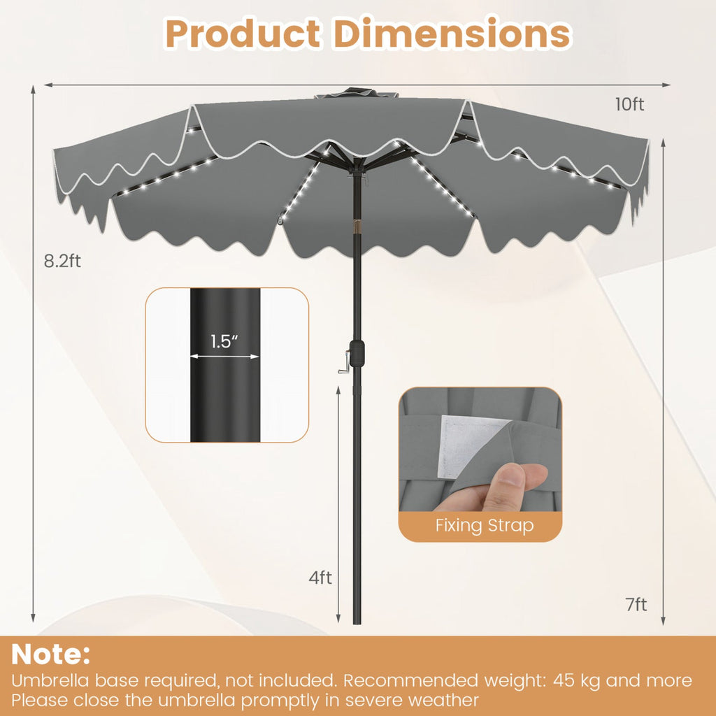 Solar Patio Umbrella with LED Lights