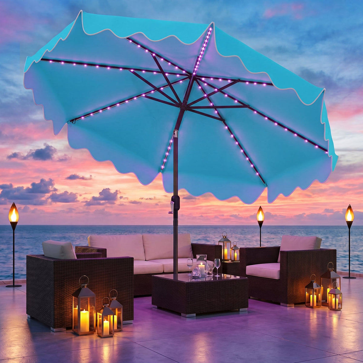 Solar Patio Umbrella with LED Lights
