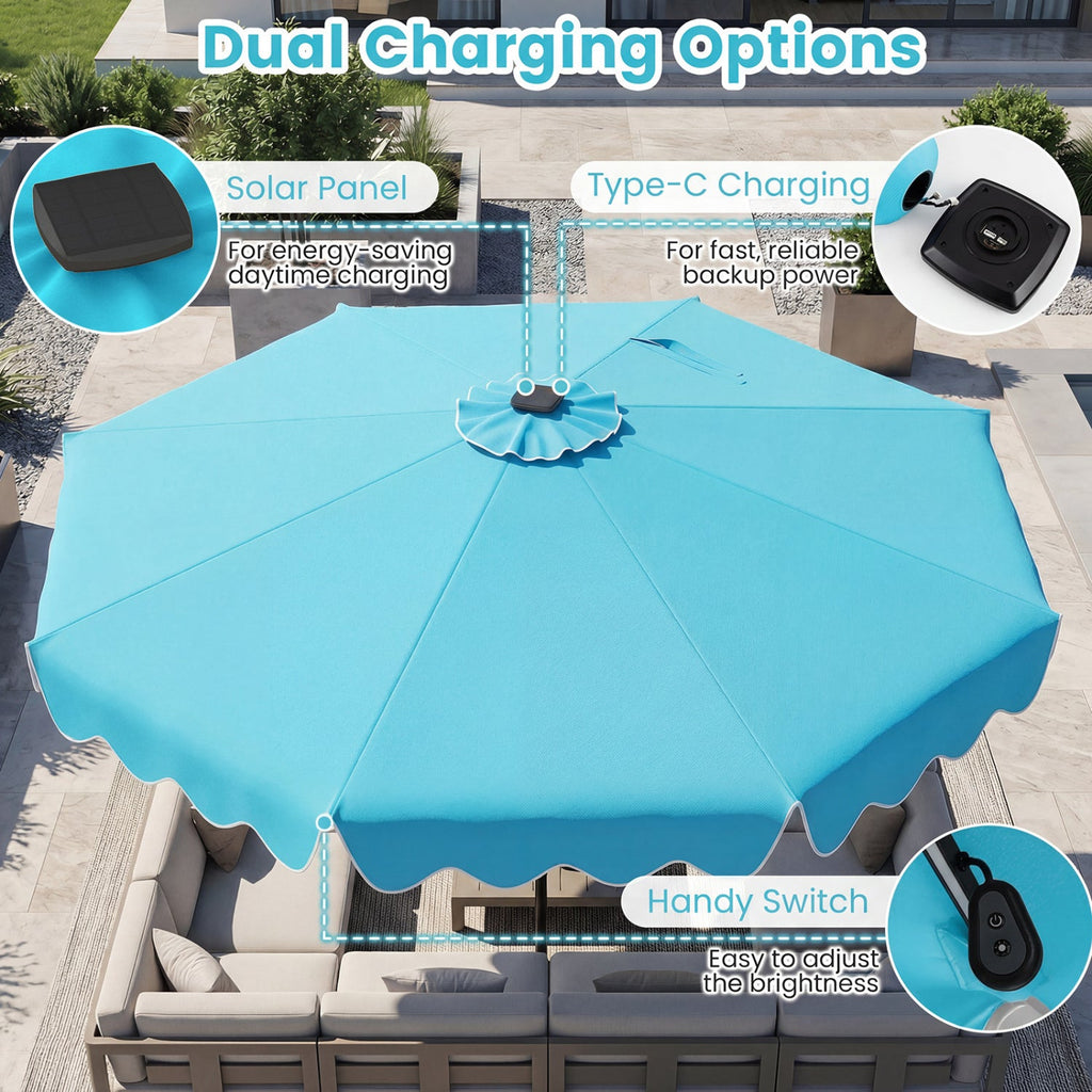 Solar Patio Umbrella with LED Lights