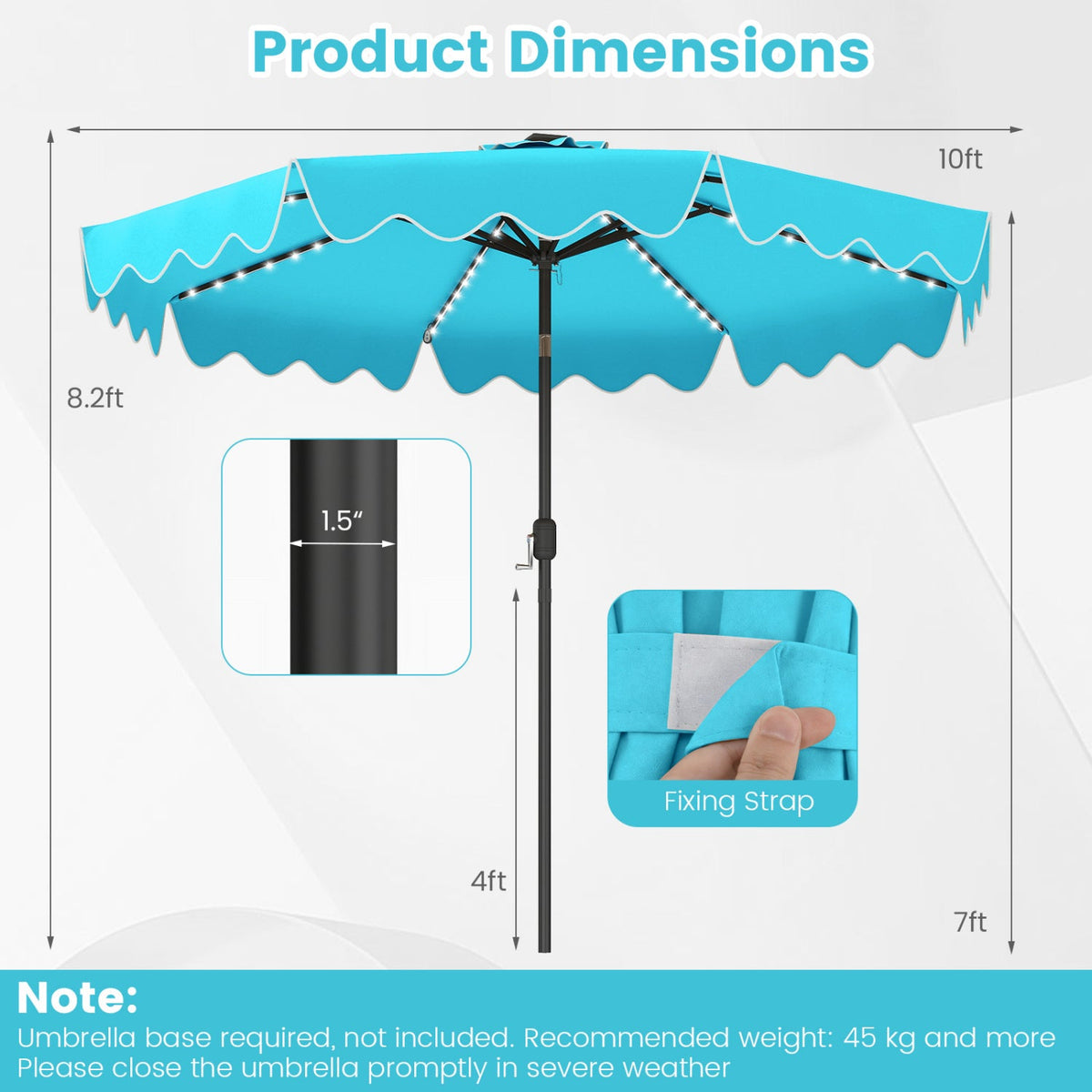 Solar Patio Umbrella with LED Lights