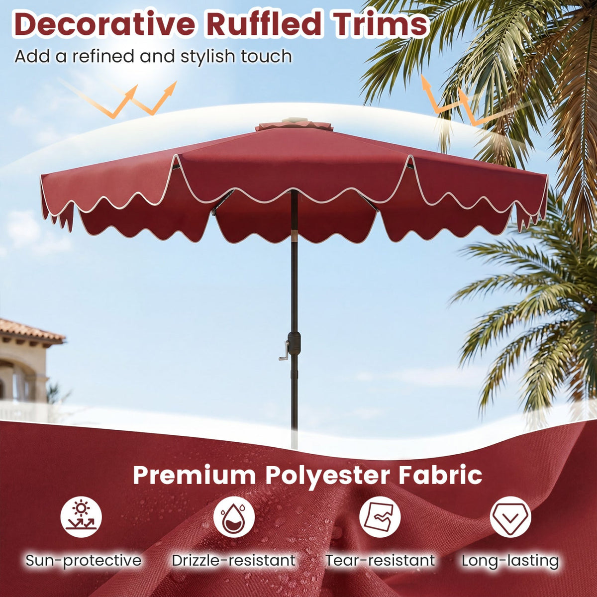 Solar Patio Umbrella with LED Lights