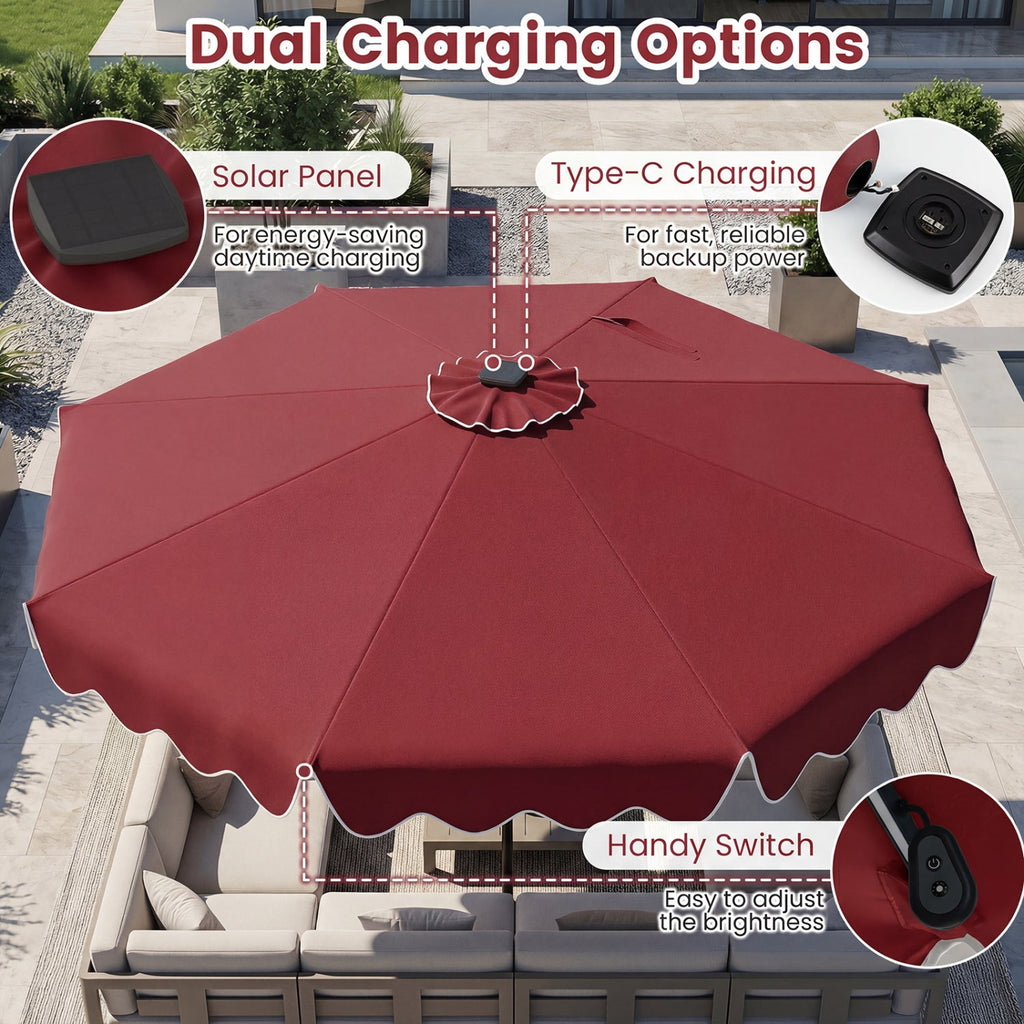 Solar Patio Umbrella with LED Lights