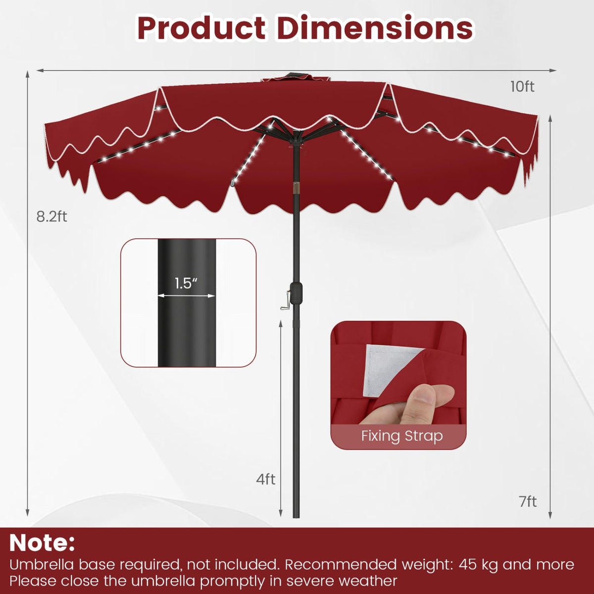 Solar Patio Umbrella with LED Lights