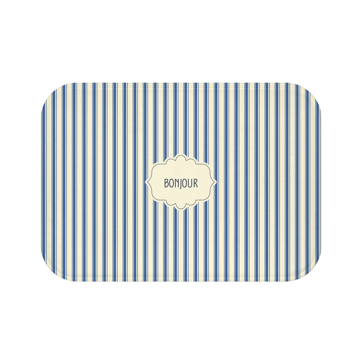 Bonjour FRENCH BLUE Stripe Bath Mat — Vintage French Bathroom Rug