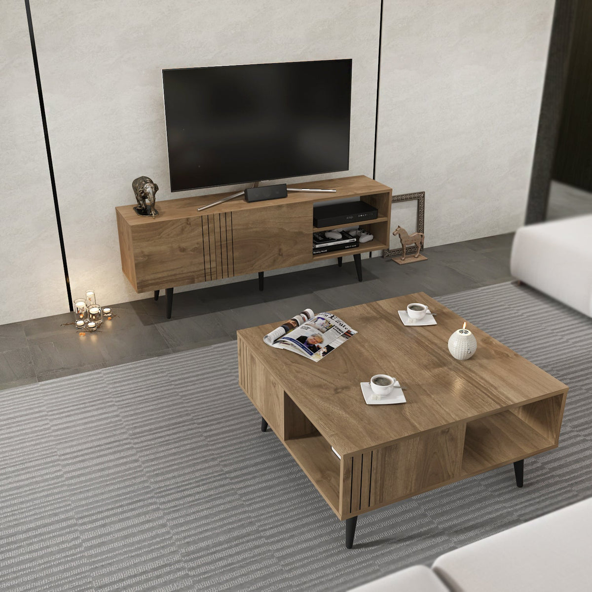Modern Living Room Furniture Set – Coffee Table &amp; TV Stand