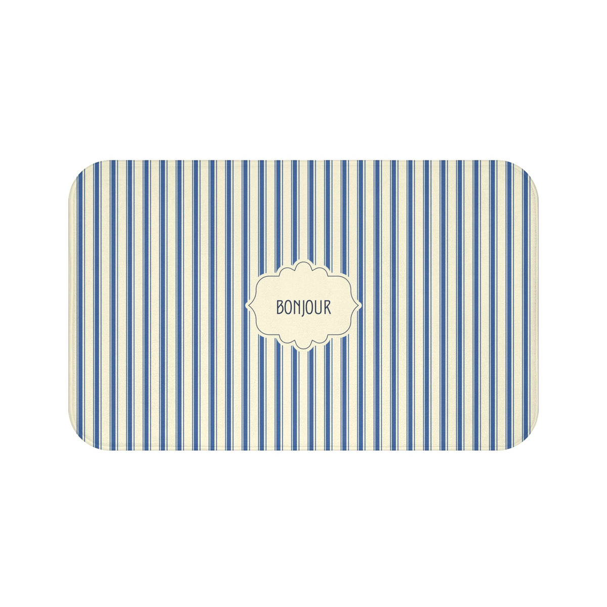 Bonjour FRENCH BLUE Stripe Bath Mat — Vintage French Bathroom Rug