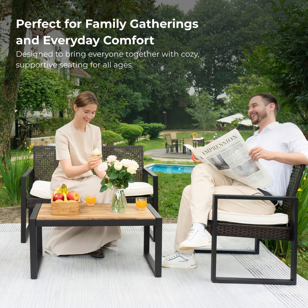 4 Piece Patio Furniture Set With Acacia Wood