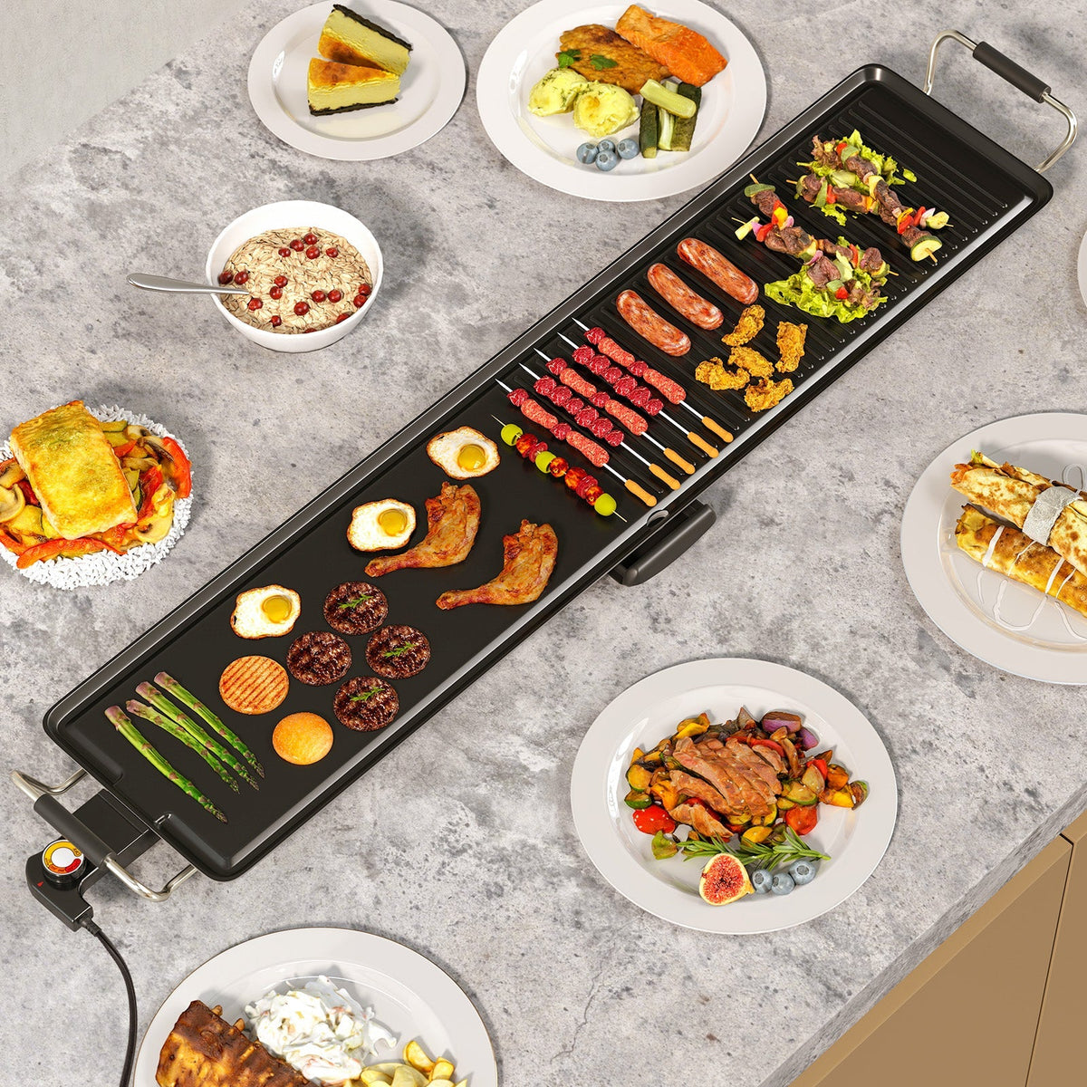 Extra Large Electric Griddle with 2 Cooking Surfaces