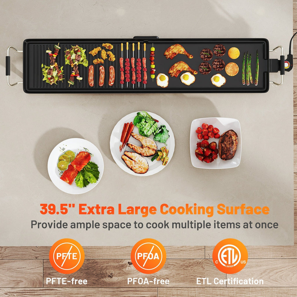 Extra Large Electric Griddle with 2 Cooking Surfaces