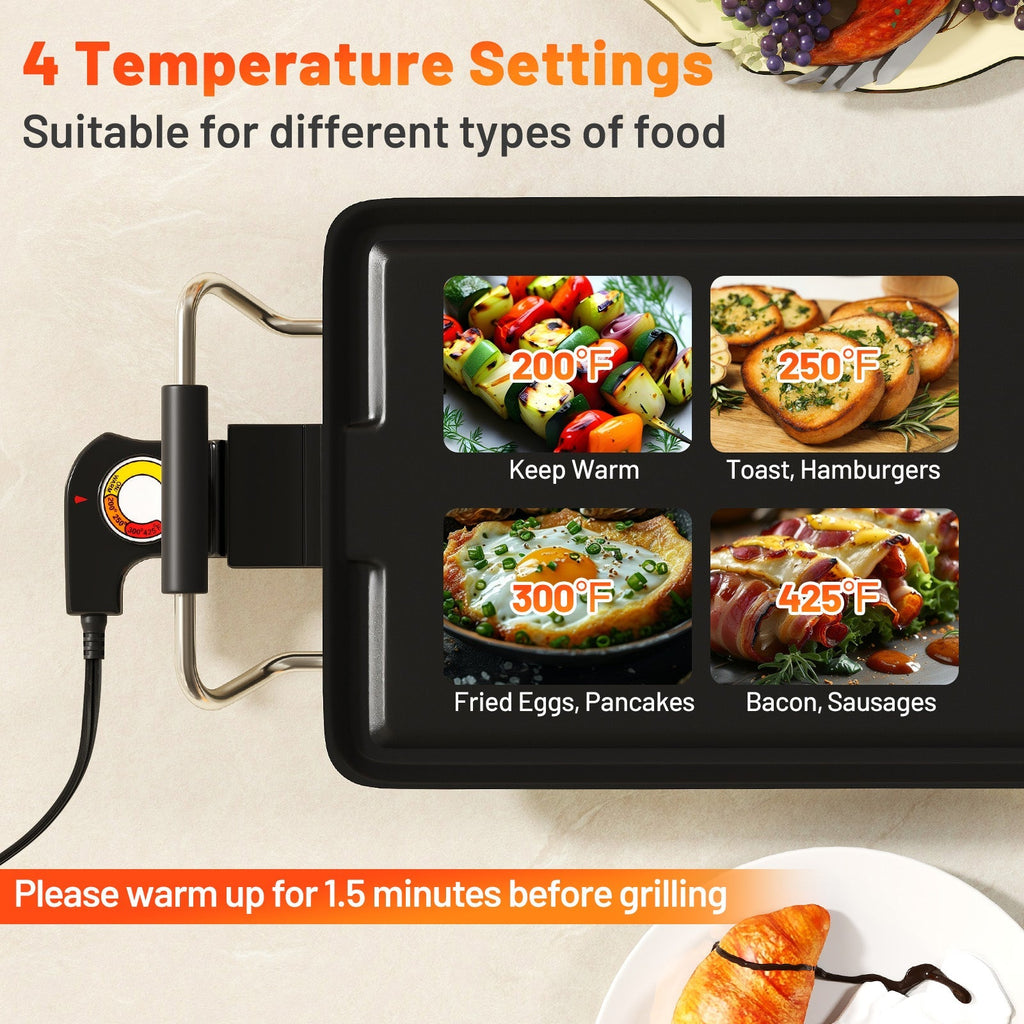 Extra Large Electric Griddle with 2 Cooking Surfaces