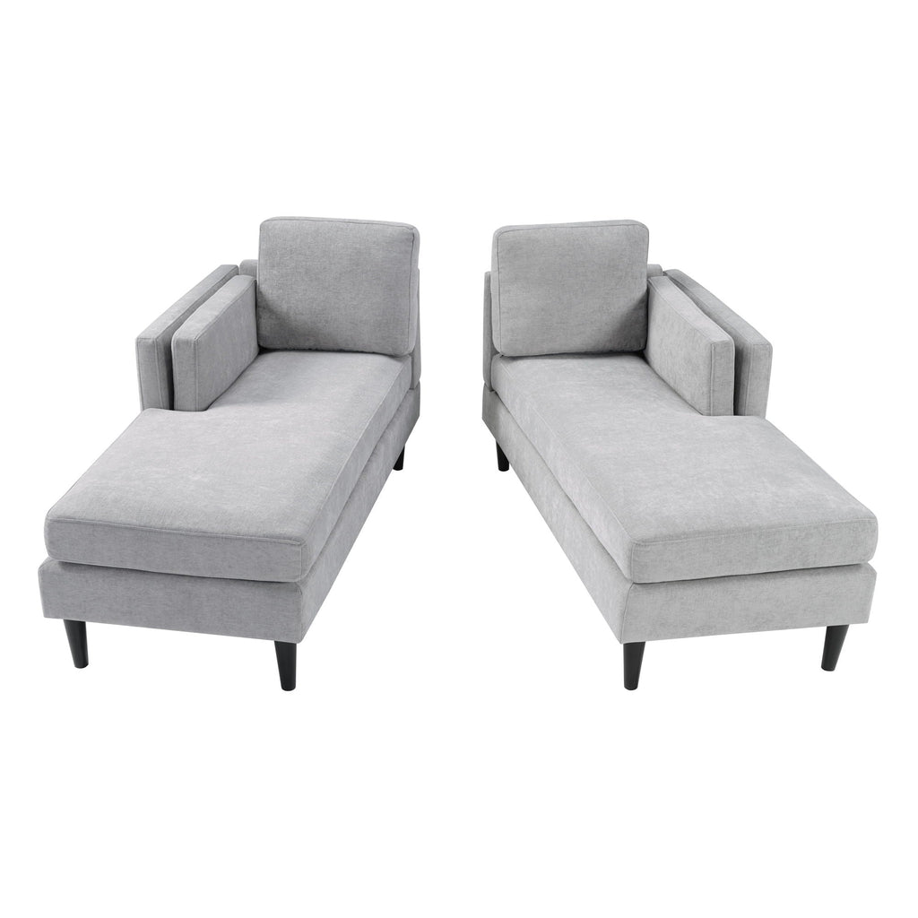 Chaise Lounge Sofa Bed With Dual Layer Armrests