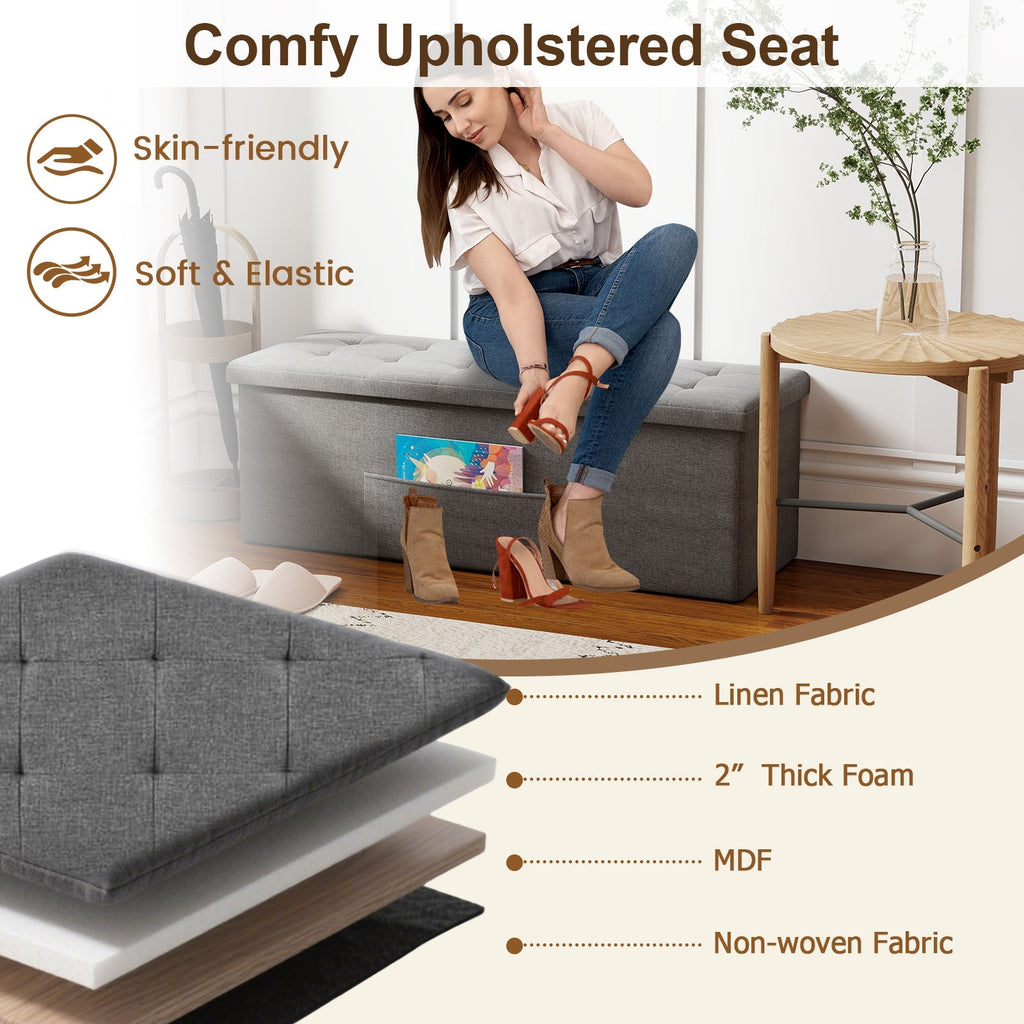 43 Inches Folding Storage Ottoman Bench