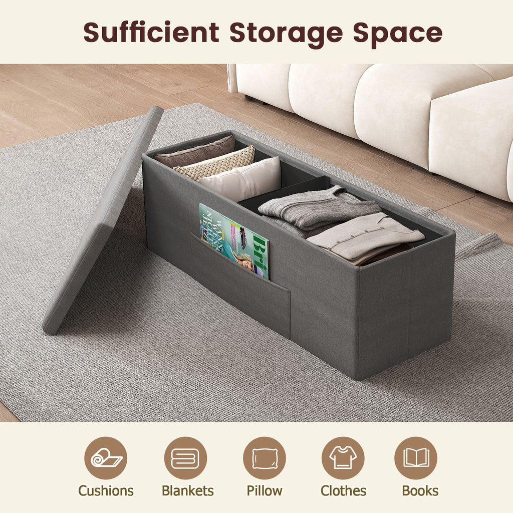 43 Inches Folding Storage Ottoman Bench