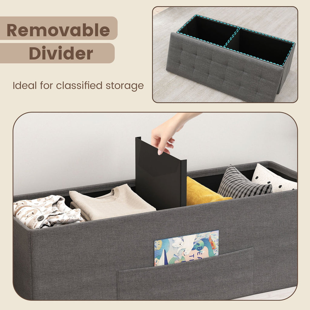 43 Inches Folding Storage Ottoman Bench