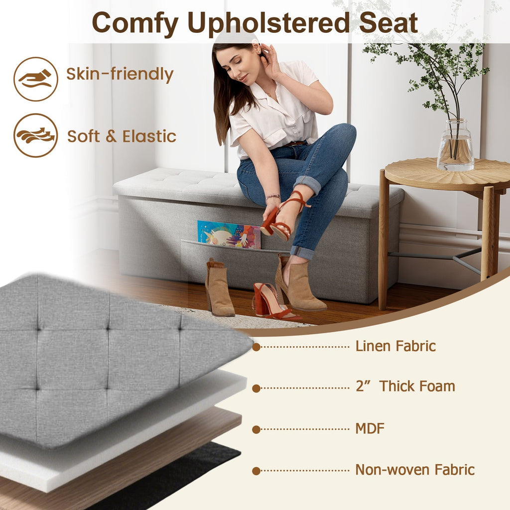 43 Inches Folding Storage Ottoman Bench