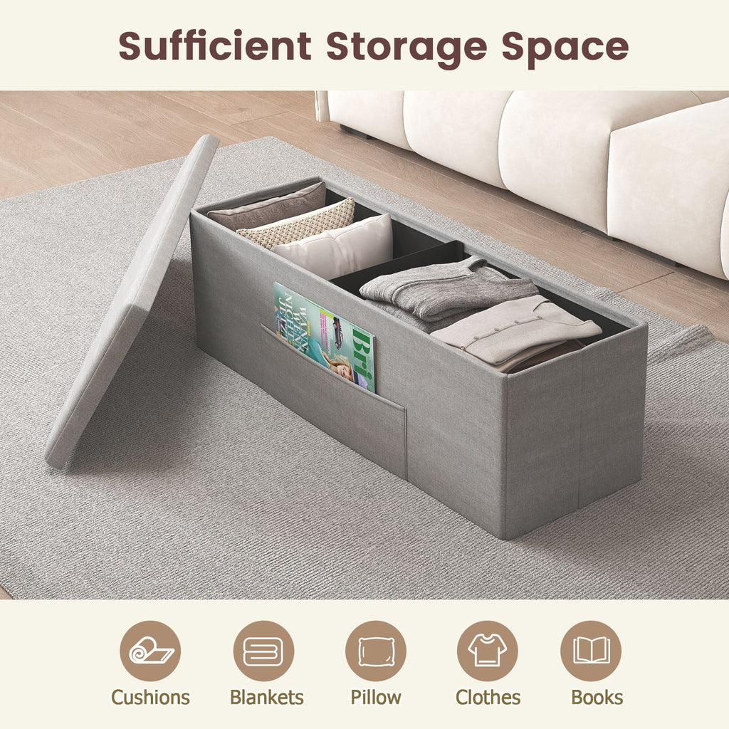 43 Inches Folding Storage Ottoman Bench