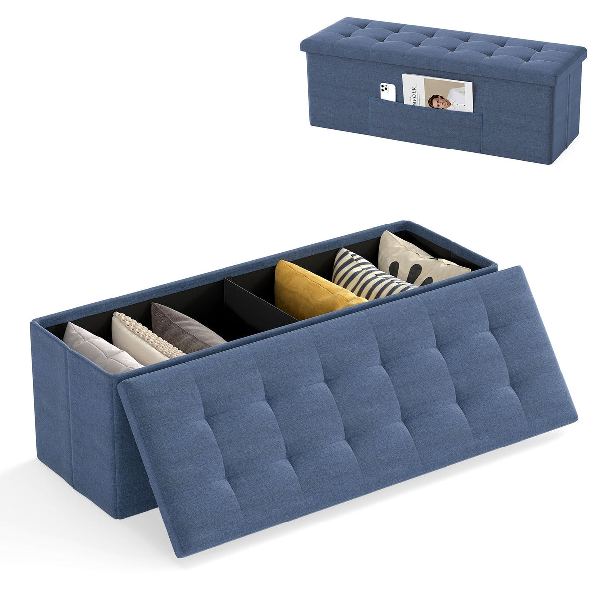 43 Inches Folding Storage Ottoman Bench