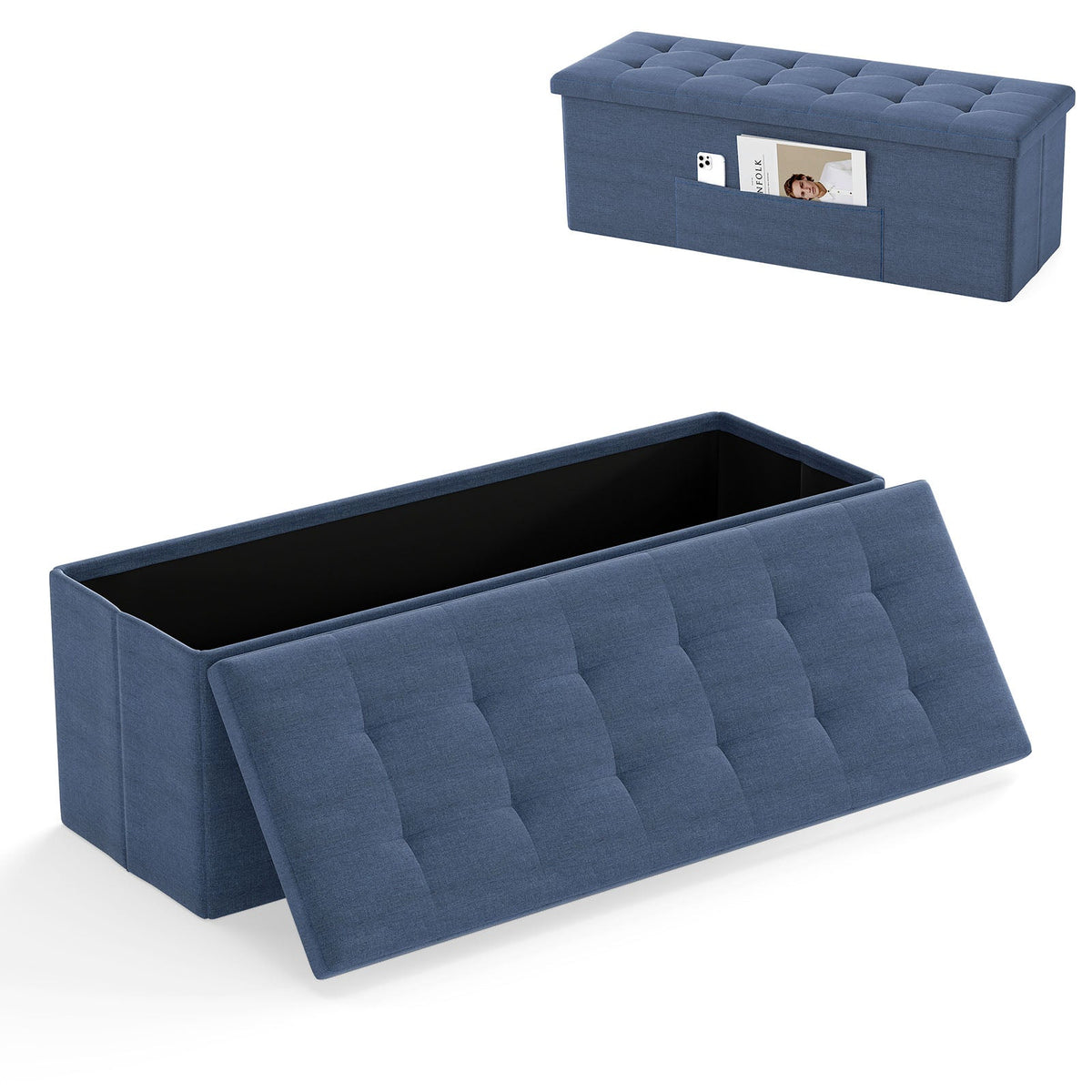 43 Inches Folding Storage Ottoman Bench