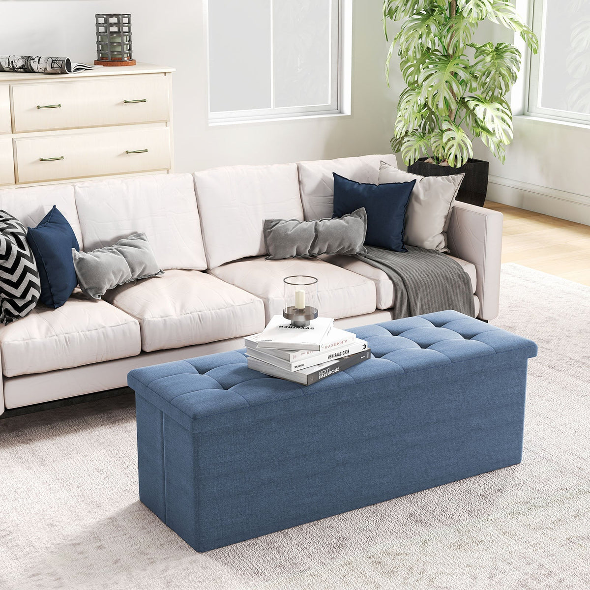 43 Inches Folding Storage Ottoman Bench