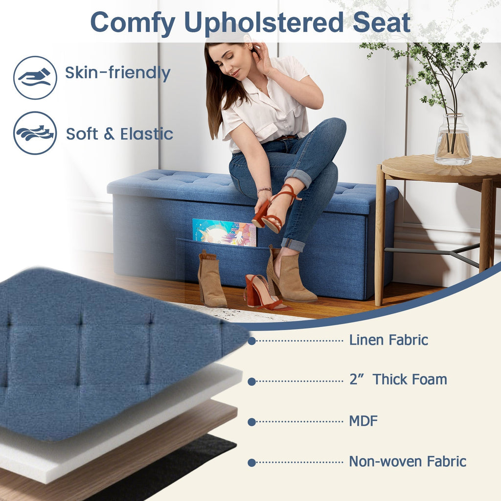 43 Inches Folding Storage Ottoman Bench