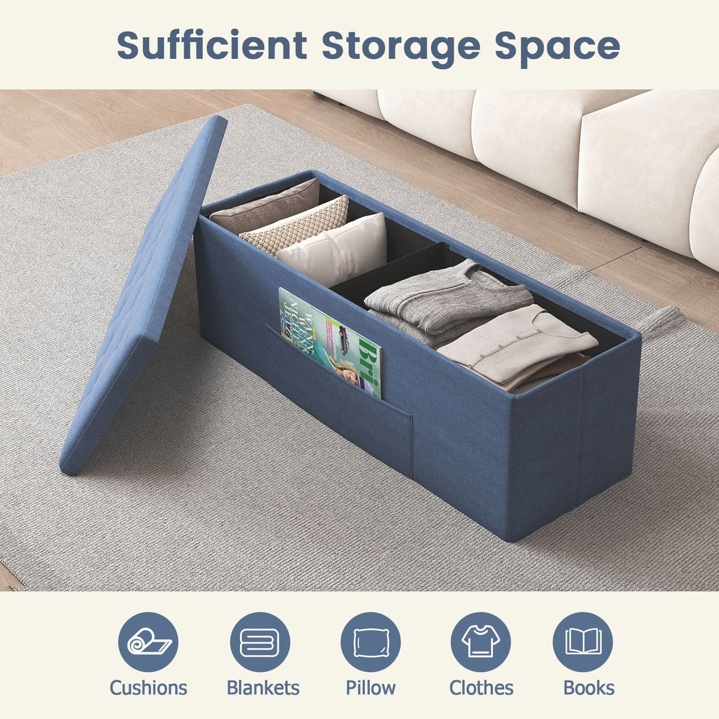 43 Inches Folding Storage Ottoman Bench