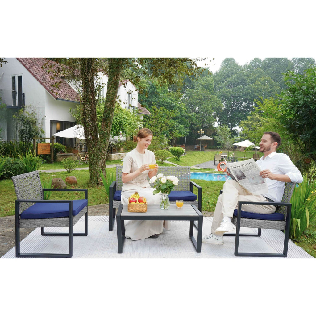 4 Piece Patio Furniture Set With Acacia Wood