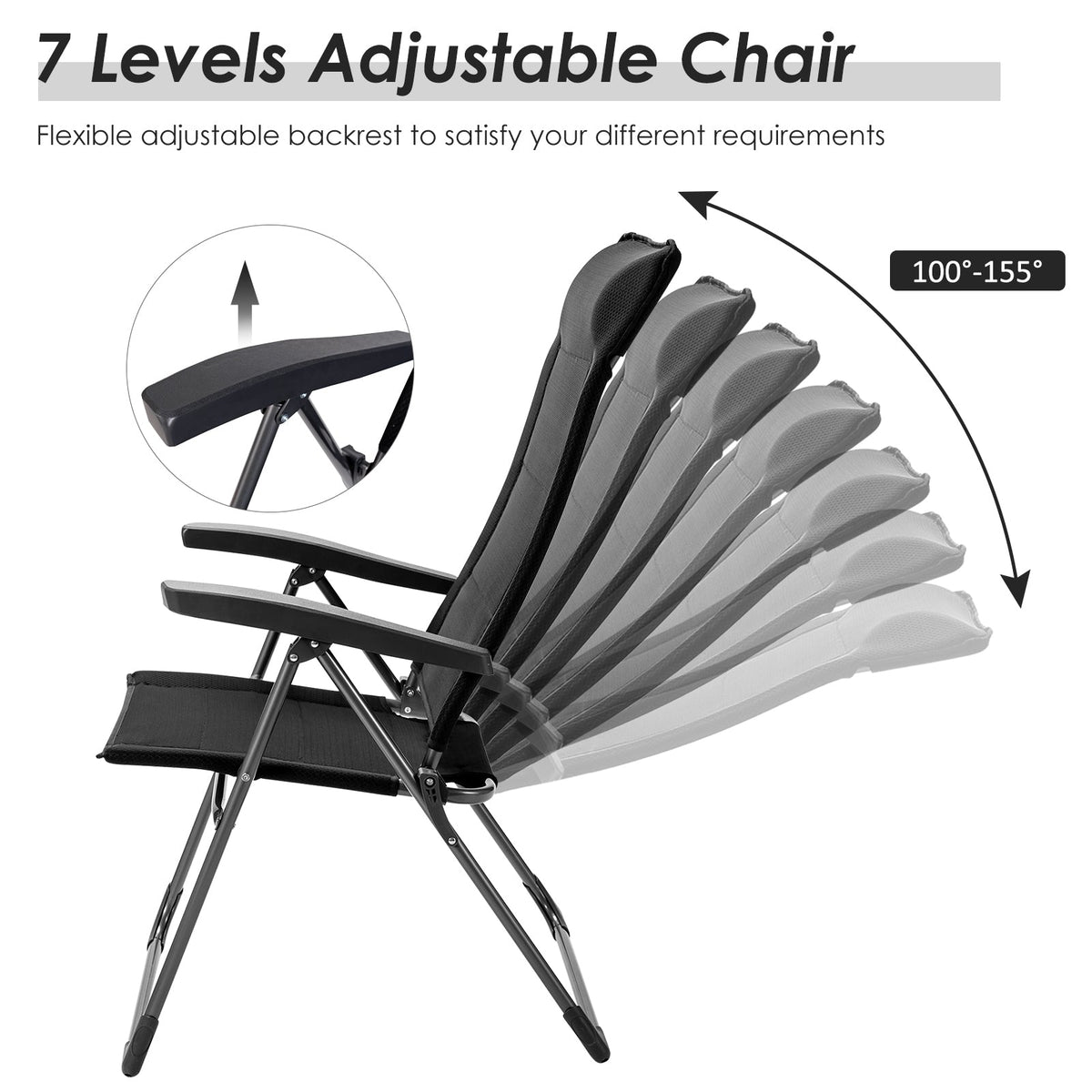 2 Pcs Portable Patio Folding Dining Chairs