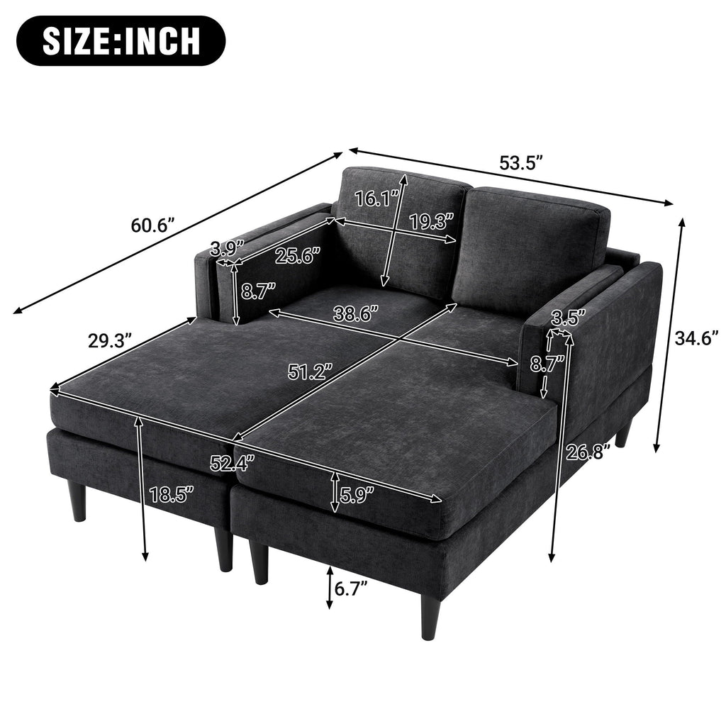 Chaise Lounge Sofa Bed With Dual Layer Armrests