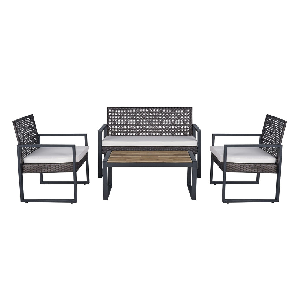 4 Piece Patio Furniture Set With Acacia Wood
