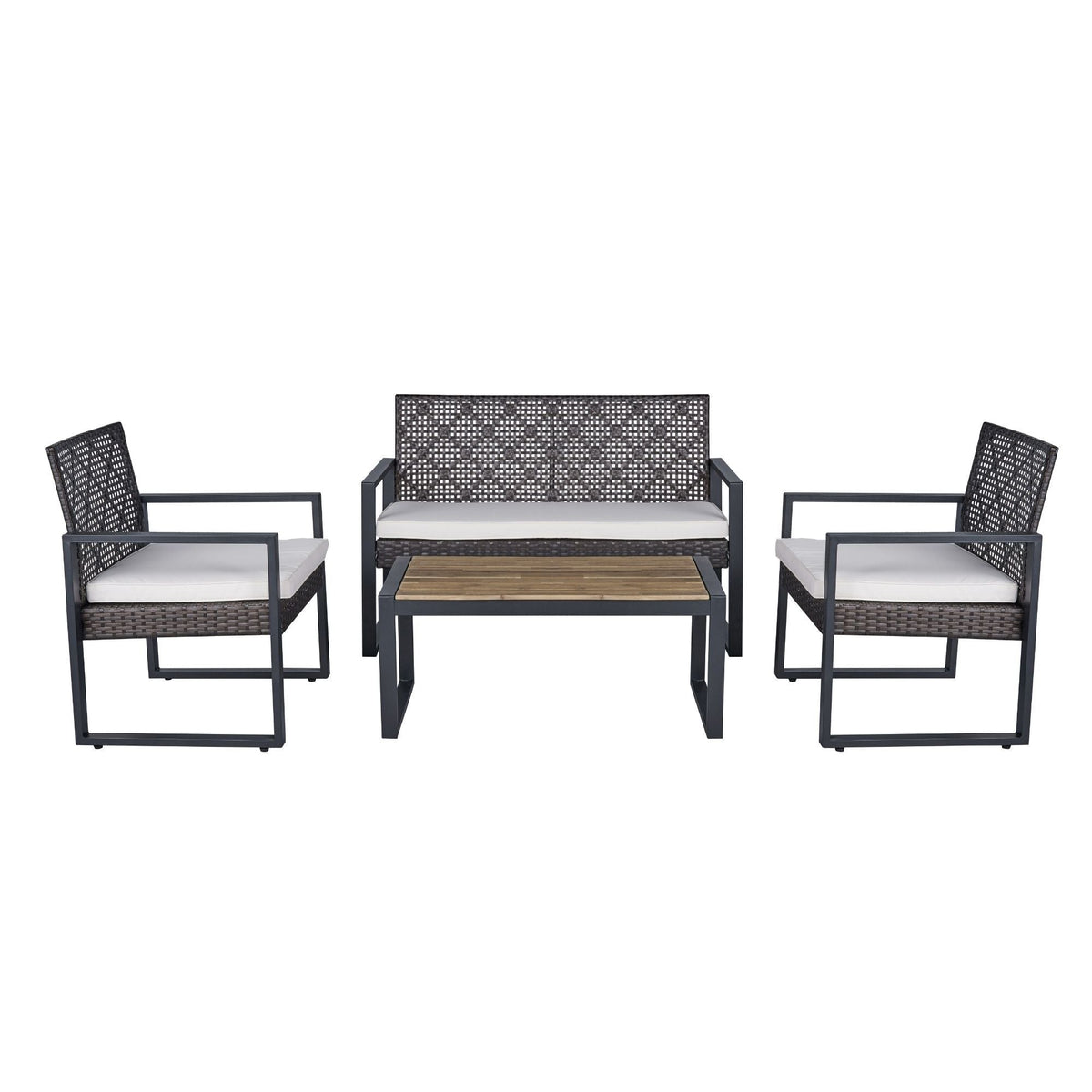 4 Piece Patio Furniture Set With Acacia Wood