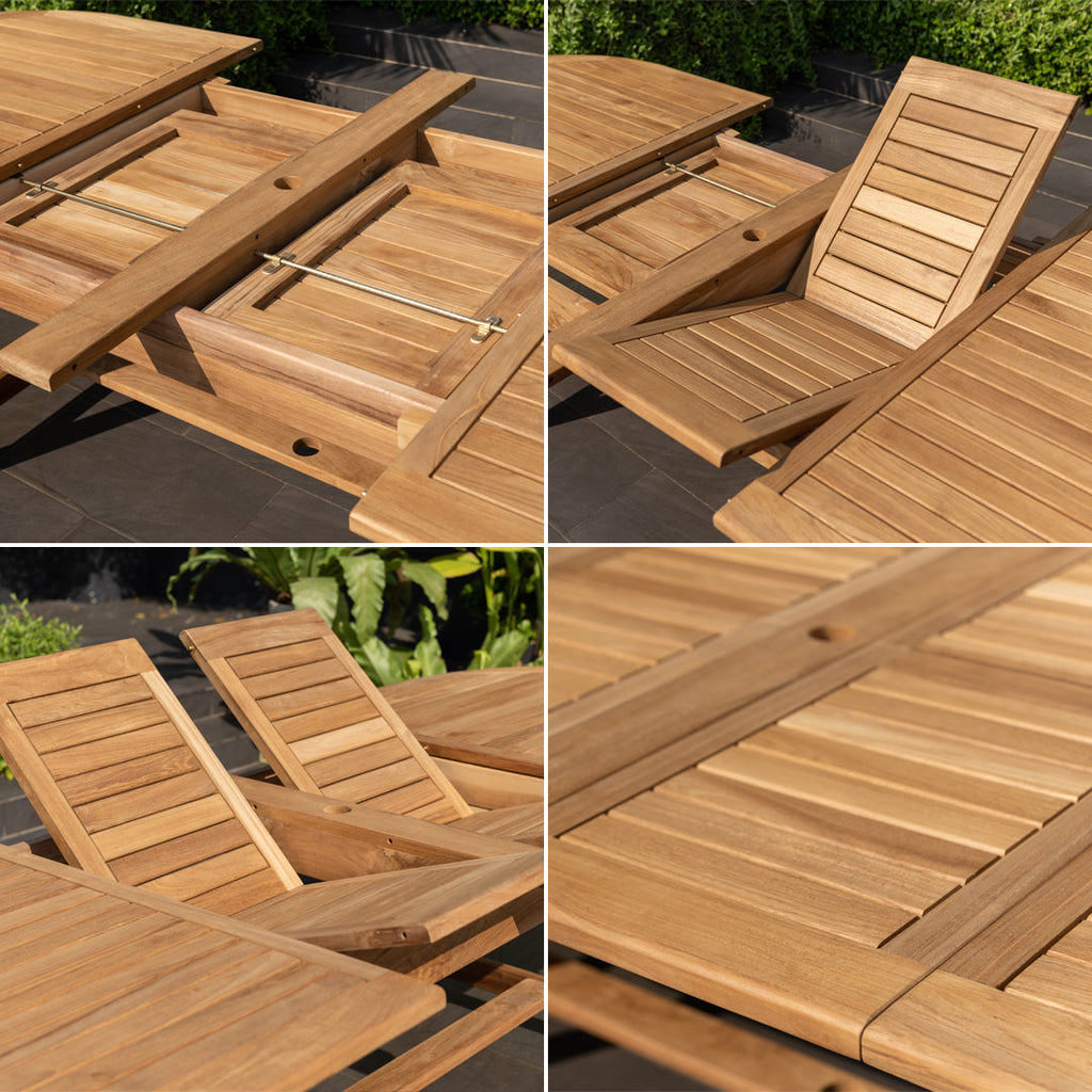 Certified Teak Wood Outdoor Patio Extendable Dining Set