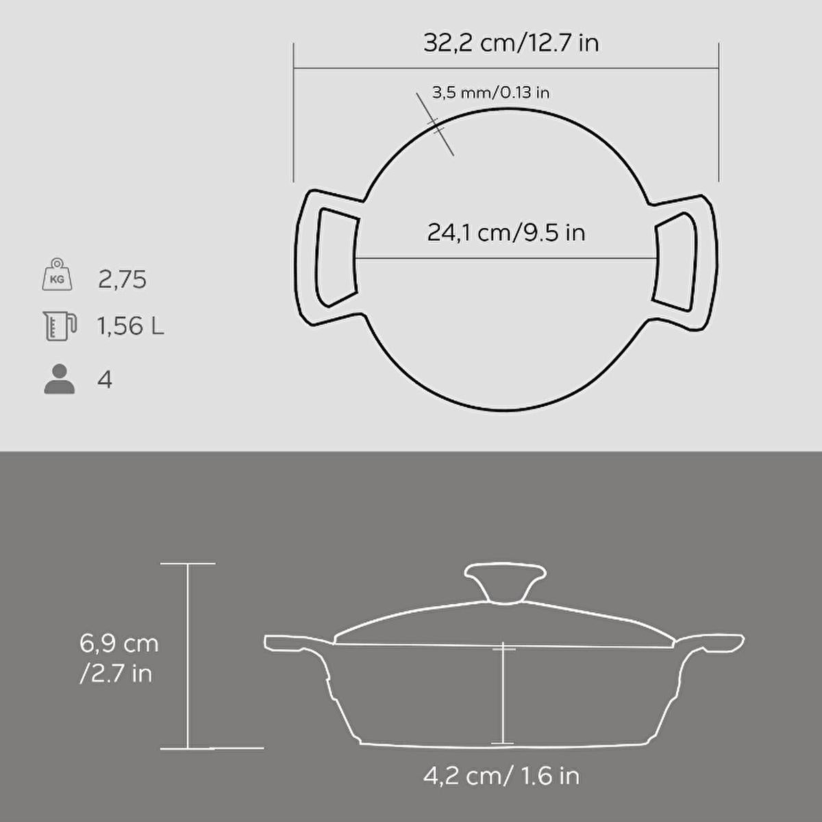 Lava Cookware - Round Cast Iron Pot with Glass Lid