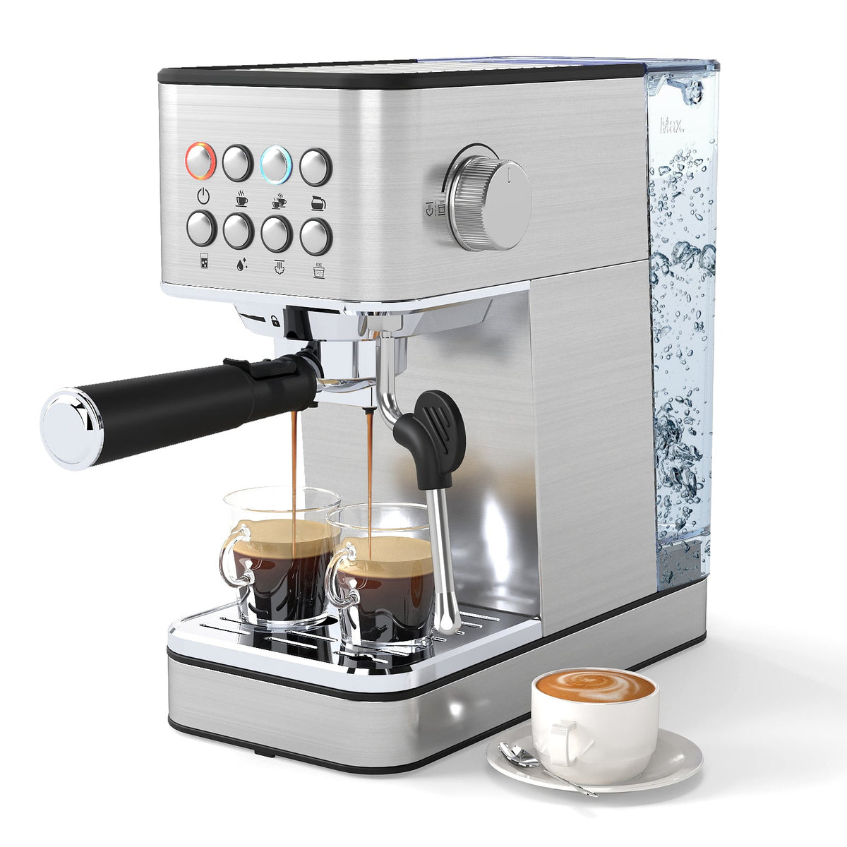 20 Bar Compact Stainless Steel Coffee Maker with Milk Frother