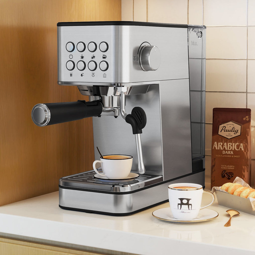 20 Bar Compact Stainless Steel Coffee Maker with Milk Frother