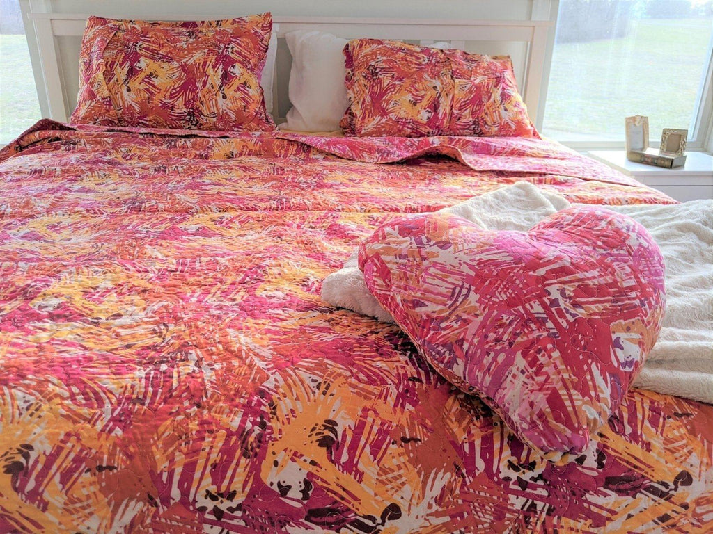 DaDa Bedding Lovely Pop of Colors Reversible Quilted Bedspread Set