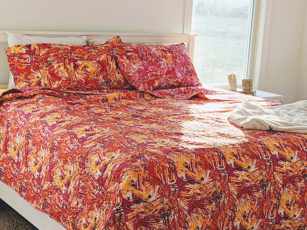DaDa Bedding Lovely Pop of Colors Reversible Quilted Bedspread Set