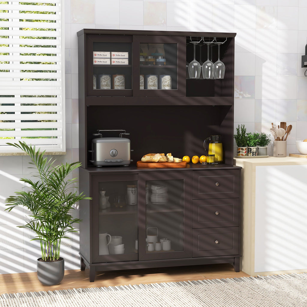 Kitchen Hutch with LED lights and Power Outlet