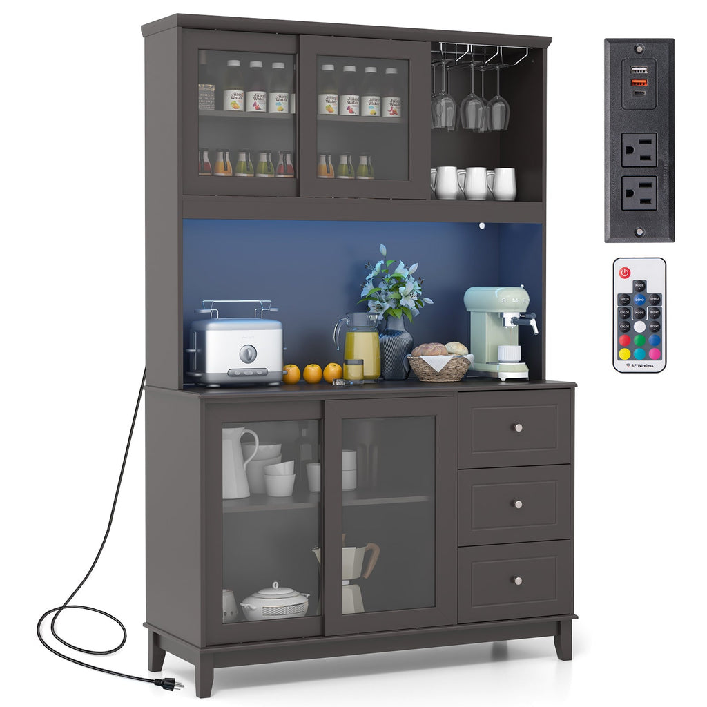 Kitchen Hutch with LED lights and Power Outlet