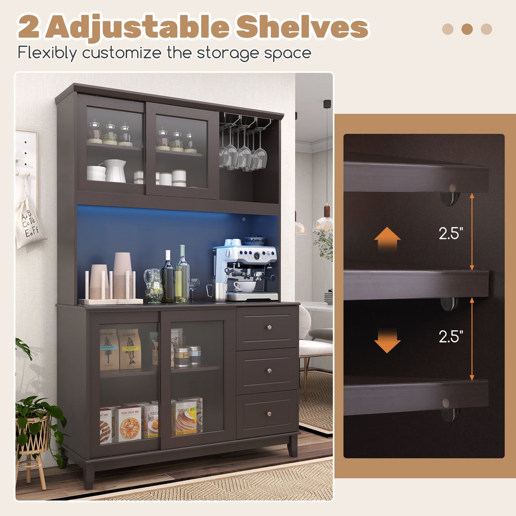 Kitchen Hutch with LED lights and Power Outlet