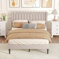 Queen Size Dutch Velvet/Linen Fabric Upholstered Platform Bed