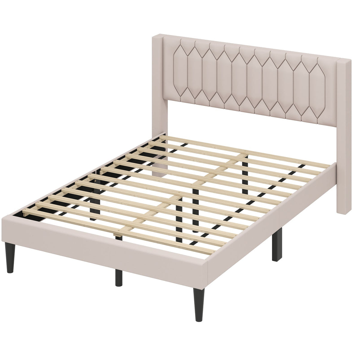 Queen Size Dutch Velvet/Linen Fabric Upholstered Platform Bed